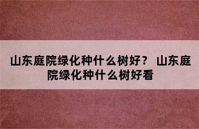 山东庭院绿化种什么树好？ 山东庭院绿化种什么树好看